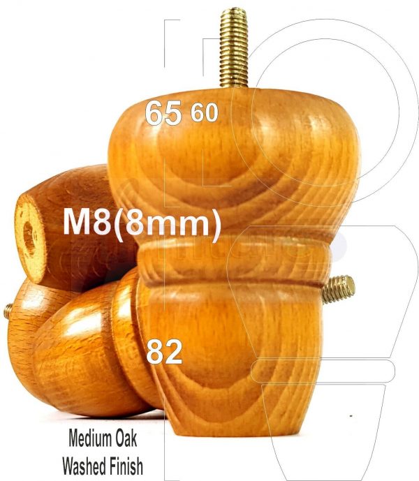 4x REPLACEMENT WOOD FURNITURE SOFA LEGS M8(8mm) CHAIR - SETTEE FEET 82mm HIGH - Image 26