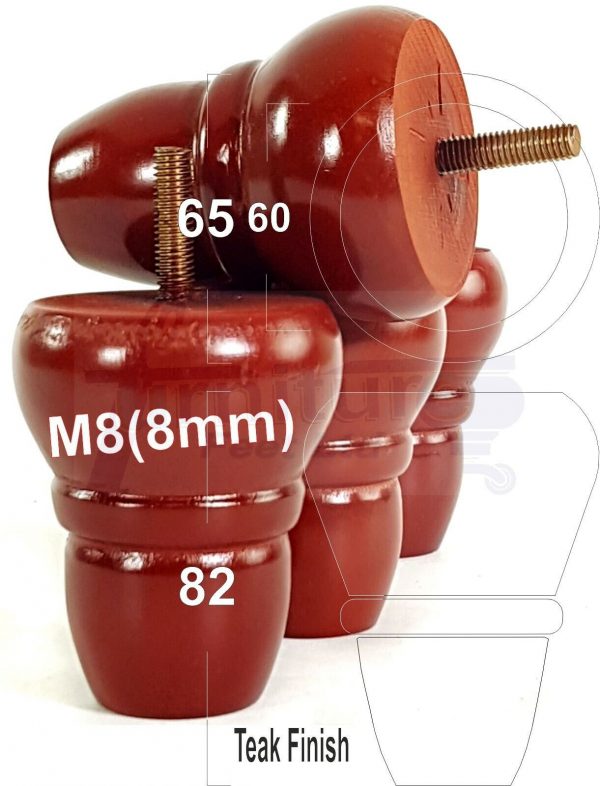 4x REPLACEMENT WOOD FURNITURE SOFA LEGS M8(8mm) CHAIR - SETTEE FEET 82mm HIGH - Image 34