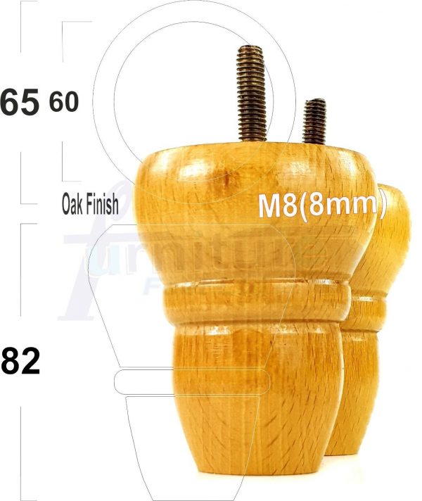 4x REPLACEMENT WOOD FURNITURE SOFA LEGS M8(8mm) CHAIR - SETTEE FEET 82mm HIGH - Image 28