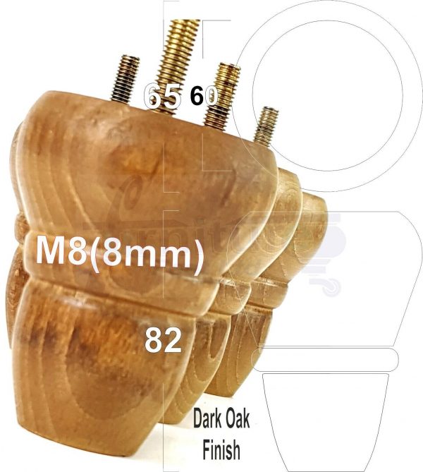 4x REPLACEMENT WOOD FURNITURE SOFA LEGS M8(8mm) CHAIR - SETTEE FEET 82mm HIGH - Image 31
