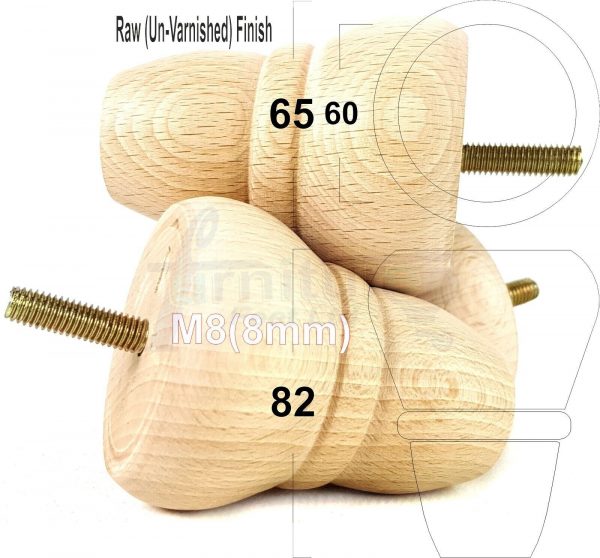 4x REPLACEMENT WOOD FURNITURE SOFA LEGS M8(8mm) CHAIR - SETTEE FEET 82mm HIGH - Image 33