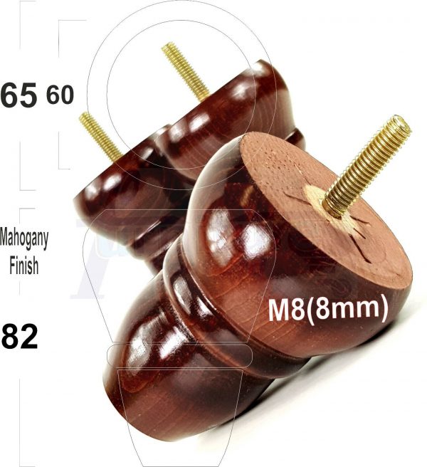 4x REPLACEMENT WOOD FURNITURE SOFA LEGS M8(8mm) CHAIR - SETTEE FEET 82mm HIGH - Image 24