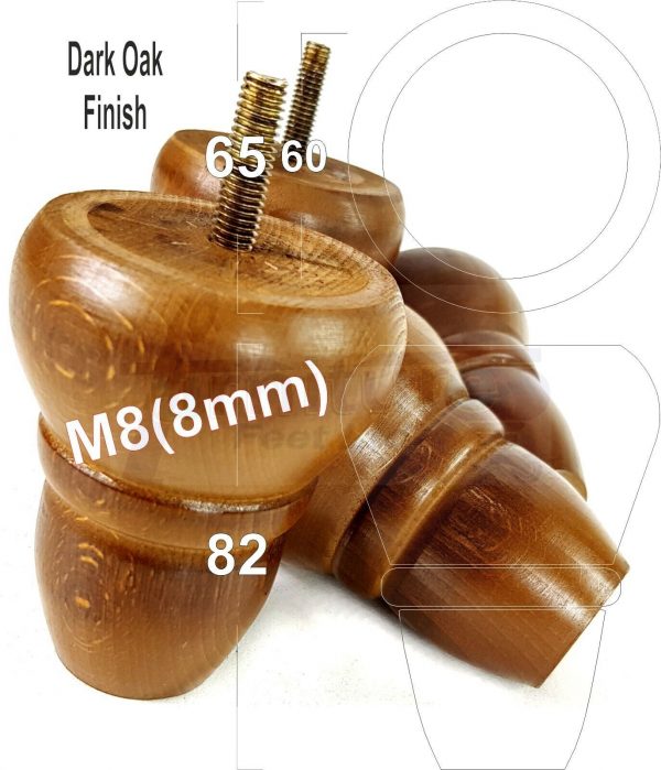 4x REPLACEMENT WOOD FURNITURE SOFA LEGS M8(8mm) CHAIR - SETTEE FEET 82mm HIGH - Image 18