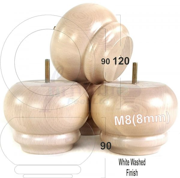 4x SOLID WOODEN FURNITURE LEGS M8(8mm) CHAIR REPLACEMENT BUN FEET 90mm HIGH - Image 32
