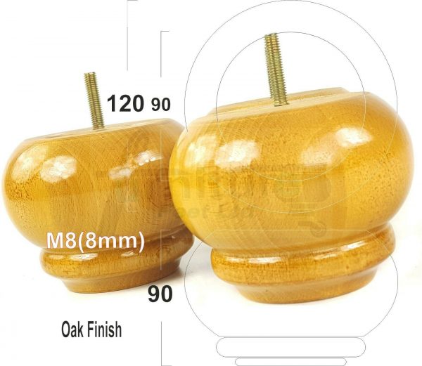 4x SOLID WOODEN FURNITURE LEGS M8(8mm) CHAIR REPLACEMENT BUN FEET 90mm HIGH - Image 24
