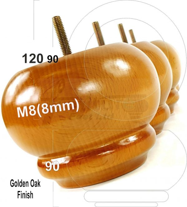 4x SOLID WOODEN FURNITURE LEGS M8(8mm) CHAIR REPLACEMENT BUN FEET 90mm HIGH - Image 17