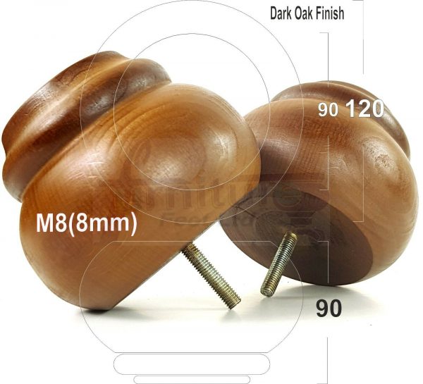4x SOLID WOODEN FURNITURE LEGS M8(8mm) CHAIR REPLACEMENT BUN FEET 90mm HIGH - Image 13