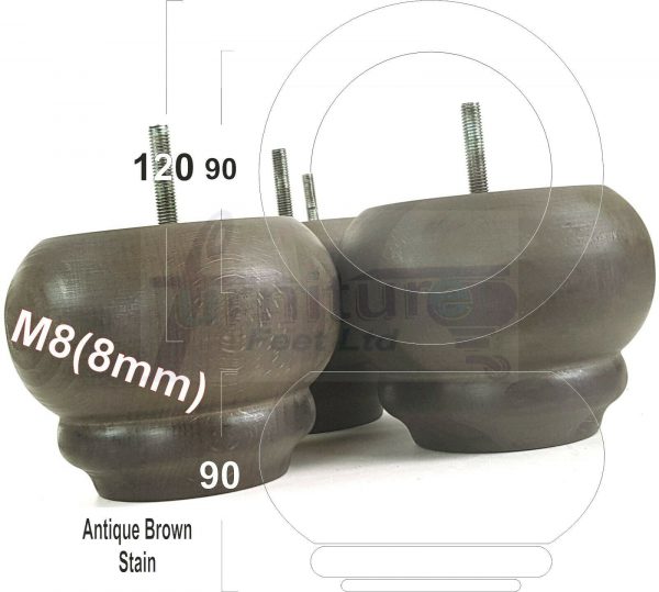 4x SOLID WOODEN FURNITURE LEGS M8(8mm) CHAIR REPLACEMENT BUN FEET 90mm HIGH - Image 10