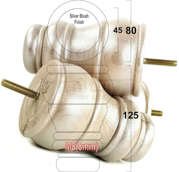 4x TURNED WOOD FURNITURE CHAIR LEGS M8(8mm) REPLACEMENT SETTEE FEET 125mm HIGH - Image 18
