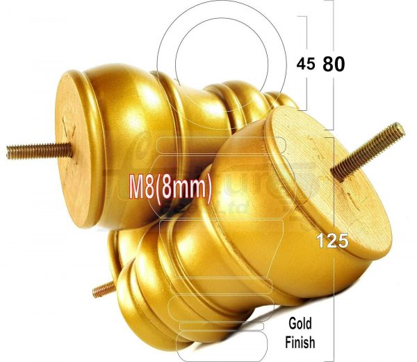 4x TURNED WOOD FURNITURE CHAIR LEGS M8(8mm) REPLACEMENT SETTEE FEET 125mm HIGH - Image 22