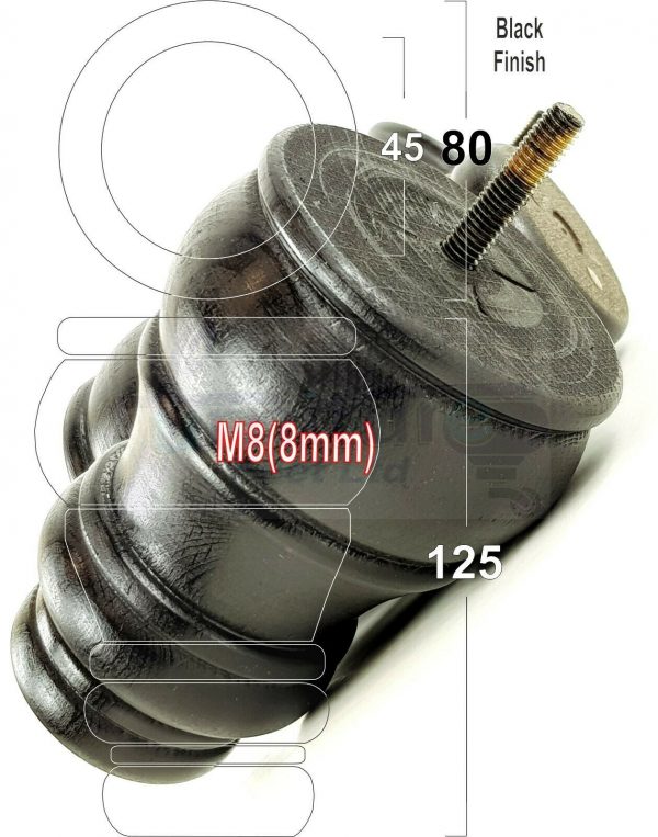 4x TURNED WOOD FURNITURE CHAIR LEGS M8(8mm) REPLACEMENT SETTEE FEET 125mm HIGH - Image 16