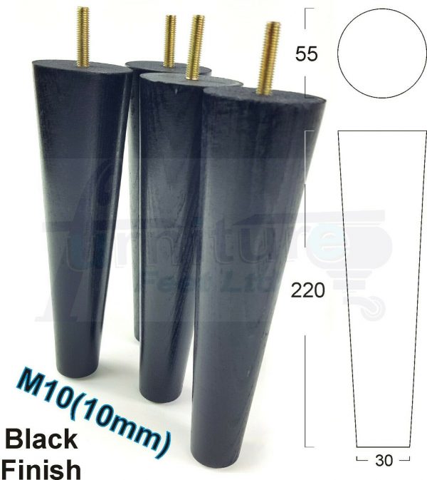 4x WOOD REPLACEMENT FURNITURE CHAIR LEGS M10(10mm) SOFA - SETTEE FEET 220mm HIGH - Image 16