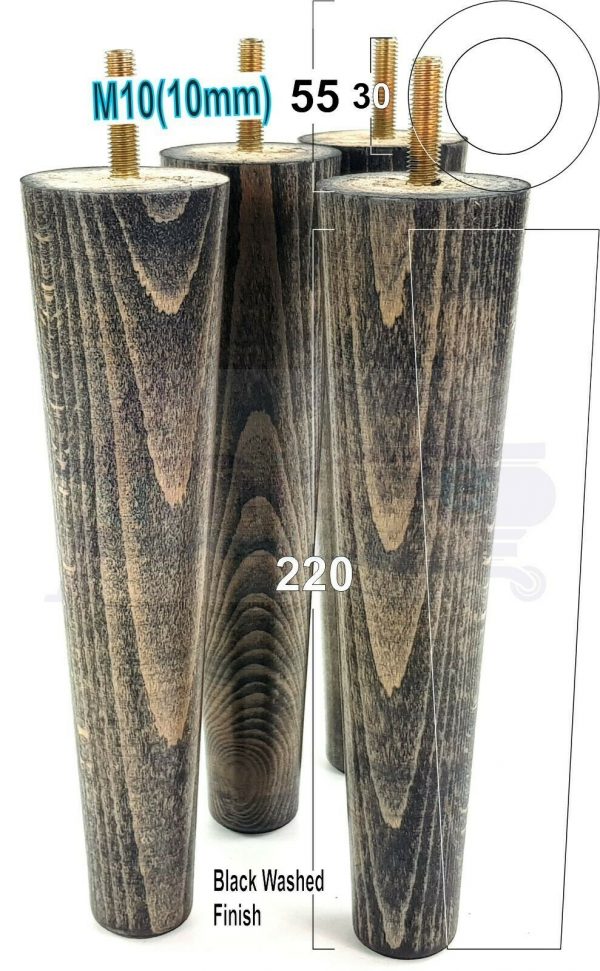 4x WOOD REPLACEMENT FURNITURE CHAIR LEGS M10(10mm) SOFA - SETTEE FEET 220mm HIGH - Image 17