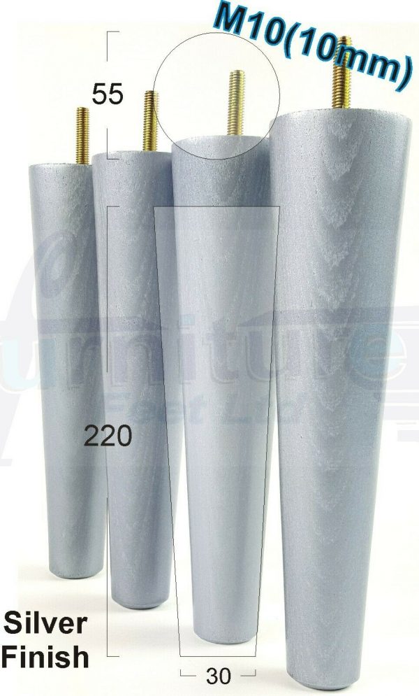 4x WOOD REPLACEMENT FURNITURE CHAIR LEGS M10(10mm) SOFA - SETTEE FEET 220mm HIGH - Image 31