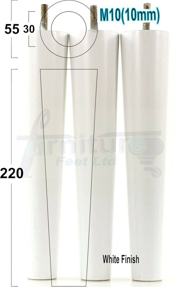 4x WOOD REPLACEMENT FURNITURE CHAIR LEGS M10(10mm) SOFA - SETTEE FEET 220mm HIGH - Image 34