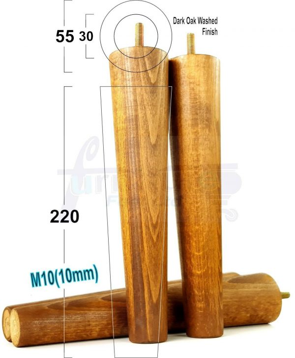 4x WOOD REPLACEMENT FURNITURE CHAIR LEGS M10(10mm) SOFA - SETTEE FEET 220mm HIGH - Image 20