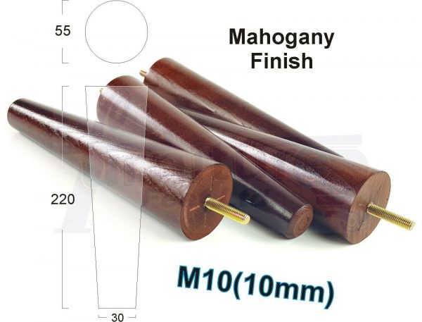4x WOOD REPLACEMENT FURNITURE CHAIR LEGS M10(10mm) SOFA - SETTEE FEET 220mm HIGH - Image 24