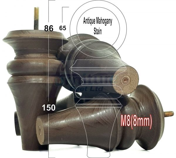 4x WOOD REPLACEMENT FURNITURE CHAIR LEGS M8(8mm) SOFA - SETTEE FEET 150mm HIGH - Image 36