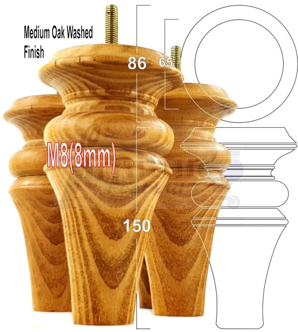 4x WOOD REPLACEMENT FURNITURE CHAIR LEGS M8(8mm) SOFA - SETTEE FEET 150mm HIGH - Image 26