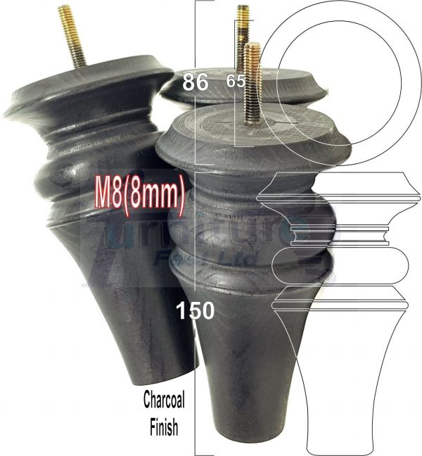 4x WOOD REPLACEMENT FURNITURE CHAIR LEGS M8(8mm) SOFA - SETTEE FEET 150mm HIGH - Image 37