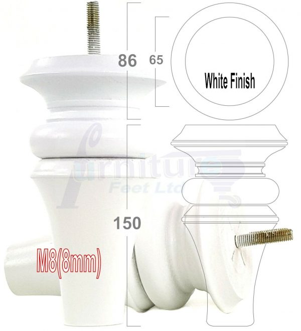 4x WOOD REPLACEMENT FURNITURE CHAIR LEGS M8(8mm) SOFA - SETTEE FEET 150mm HIGH - Image 34