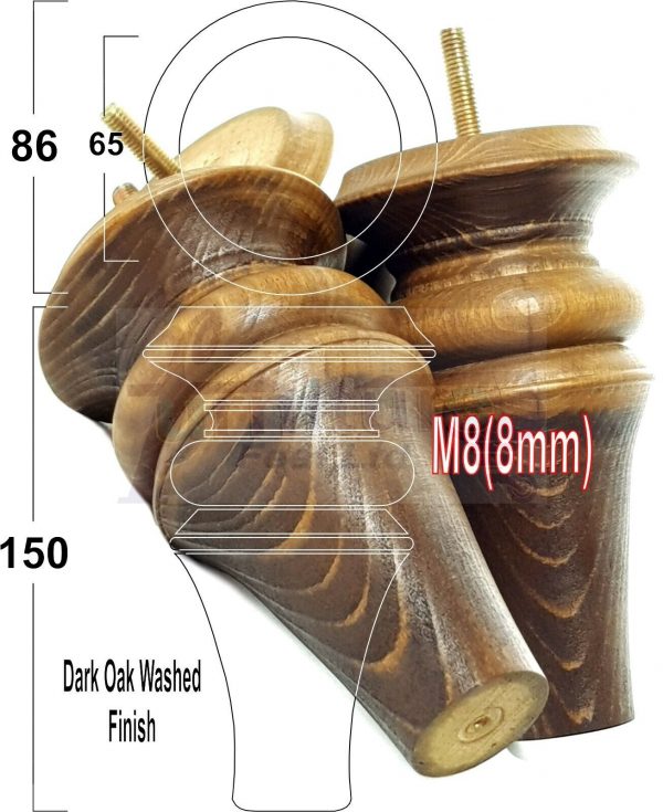 4x WOOD REPLACEMENT FURNITURE CHAIR LEGS M8(8mm) SOFA - SETTEE FEET 150mm HIGH - Image 18