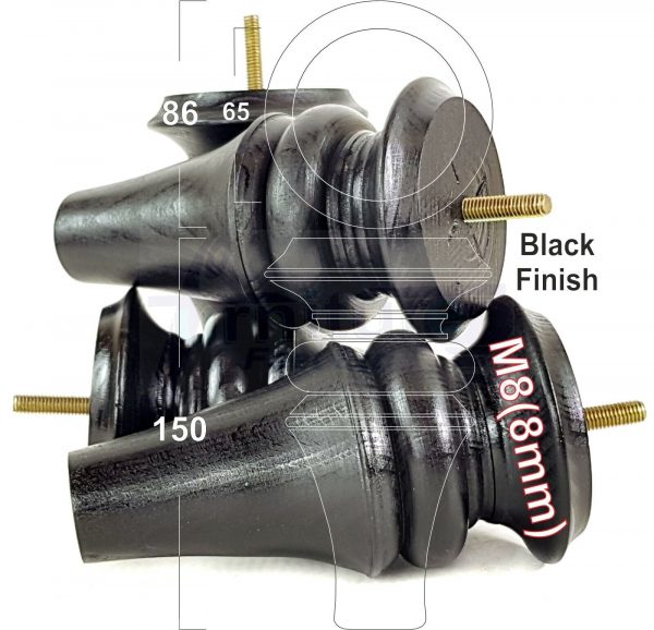 4x WOOD REPLACEMENT FURNITURE CHAIR LEGS M8(8mm) SOFA - SETTEE FEET 150mm HIGH - Image 14