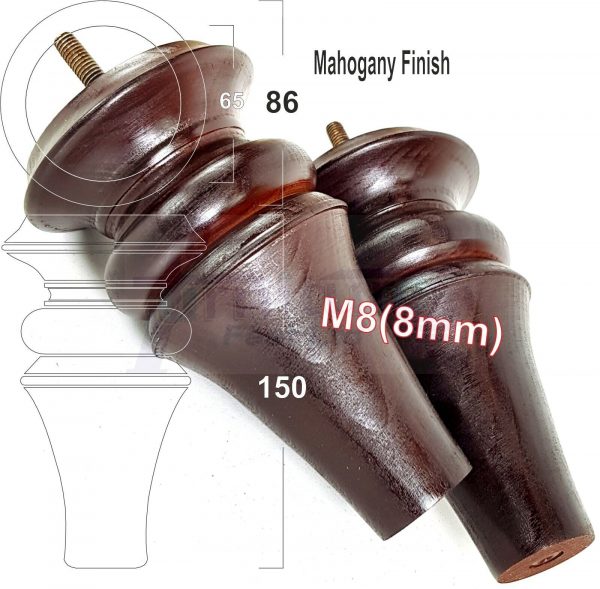 4x WOOD REPLACEMENT FURNITURE CHAIR LEGS M8(8mm) SOFA - SETTEE FEET 150mm HIGH - Image 23