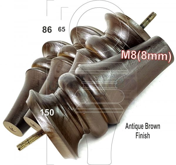 4x WOOD REPLACEMENT FURNITURE CHAIR LEGS M8(8mm) SOFA - SETTEE FEET 150mm HIGH - Image 12