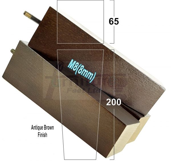 Square Wood Legs Replacement Furniture Feet 100 - 240mm High M8 Antique Brown - Image 11
