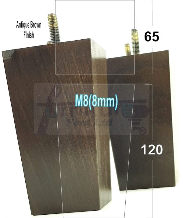 Square Wood Legs Replacement Furniture Feet 100 - 240mm High M8 Antique Brown - Image 9