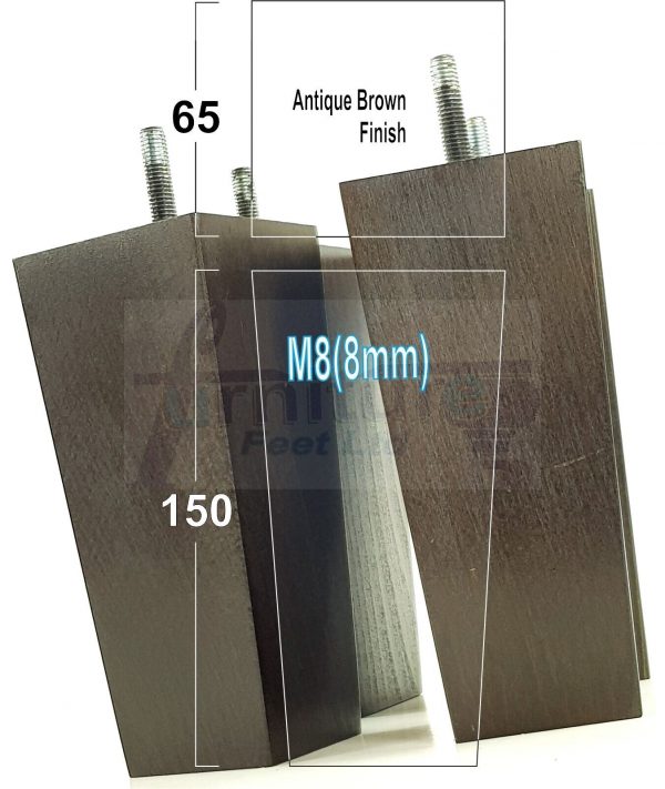 Square Wood Legs Replacement Furniture Feet 100 - 240mm High M8 Antique Brown - Image 10