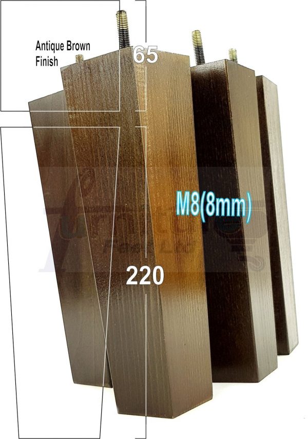 Square Wood Legs Replacement Furniture Feet 100 - 240mm High M8 Antique Brown - Image 12