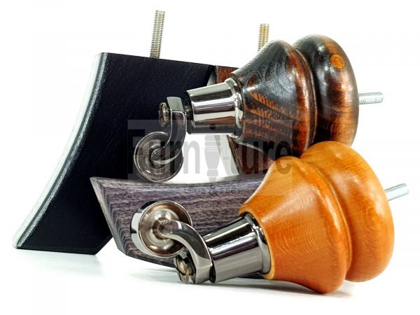 2x Wood Furniture Castor Legs & 2x Curved M8 Replacement Feet Chairs Sofa 140mm - Image 8