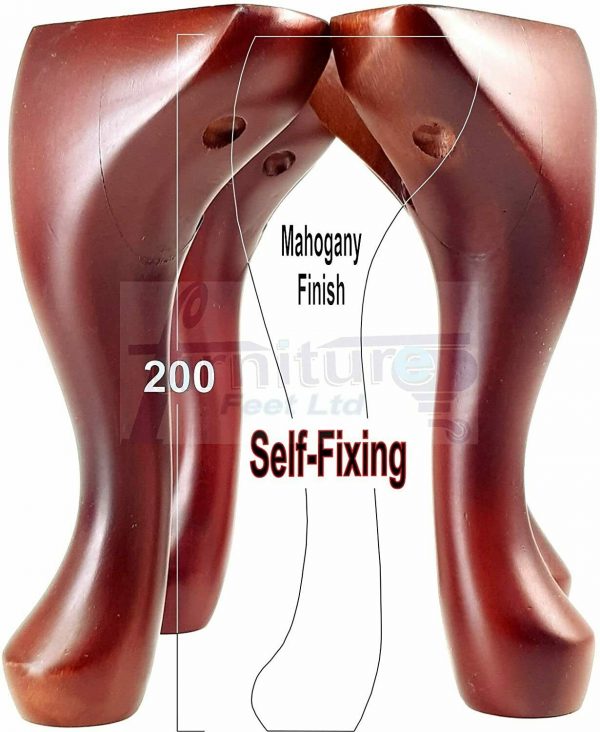 4 Queen Anne Legs Wooden Furniture Feet 20cm High 8 Inches Mahogany Self Fix