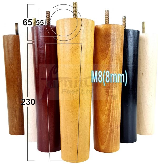4 Round Wooden Chair Legs 230mm High Replacement Furniture Feet Sofa Cabinets M8