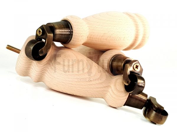 4 Turned Wooden Furniture Leg & Antique Castor Wheel Bun Feet Raw M8 250mm High - Image 12