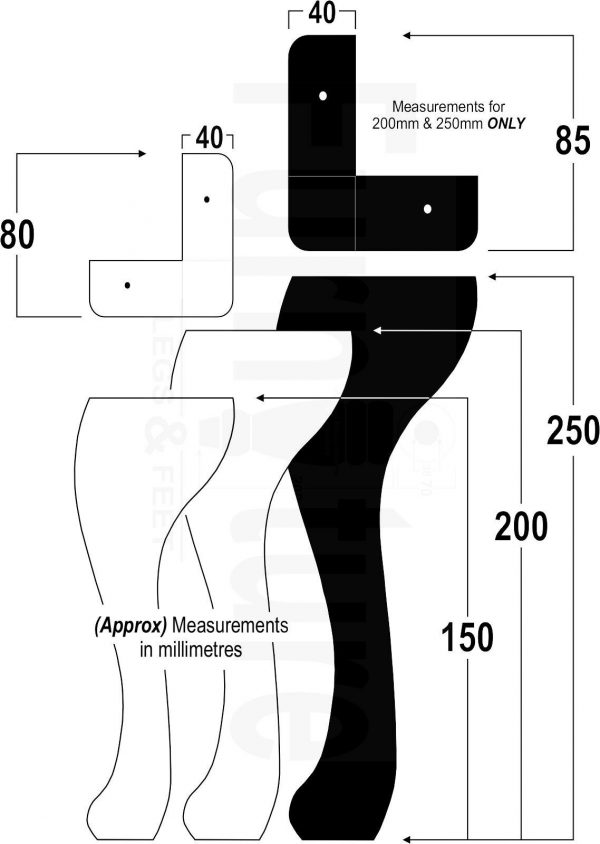 4 Wooden Traditional Queen Anne Furniture Legs 250mm Sofa Chair Beds (Self-Fix) - Image 11