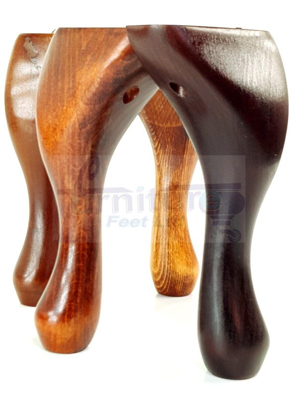 4 Wooden Traditional Queen Anne Furniture Legs 250mm Sofa Chair Beds (Self-Fix) - Image 5