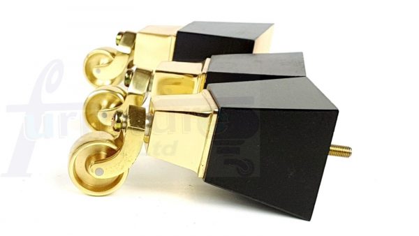 4x Block Wood With Brass Castor Furniture Chair Settee Legs M8 Sofa Feet 150mm - Image 8