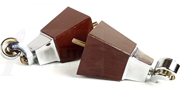 4x Block Wood With Chrome Castor Furniture Chair Settee Legs M8 Sofa Feet 150mm - Image 9