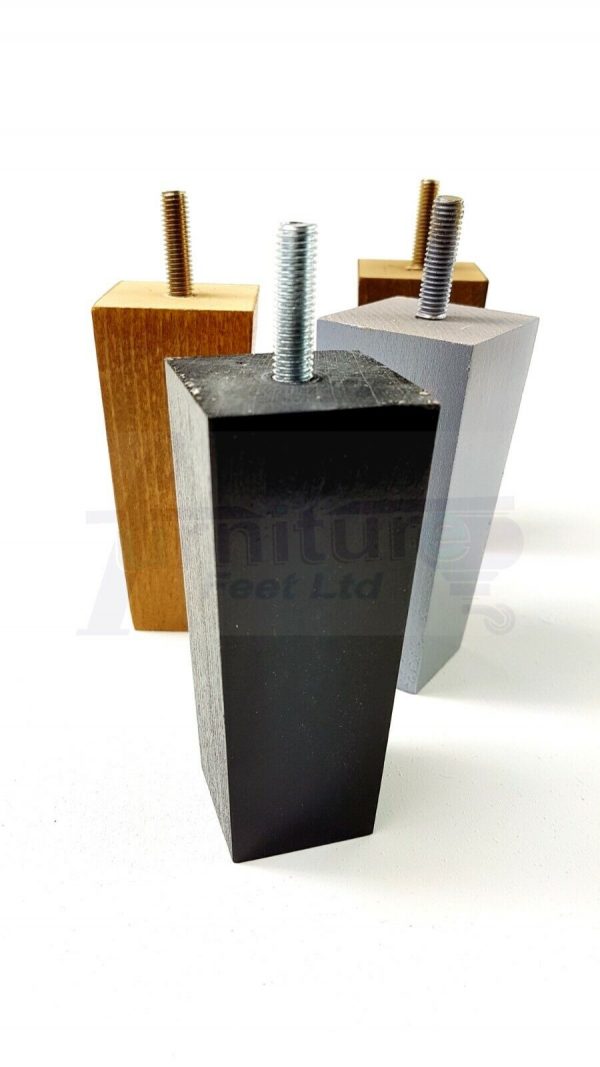 4x REPLACEMENT BLOCK WOOD SETTEE LEGS 100mm High SOFA FURNITURE FEET M8(8mm) - Image 5