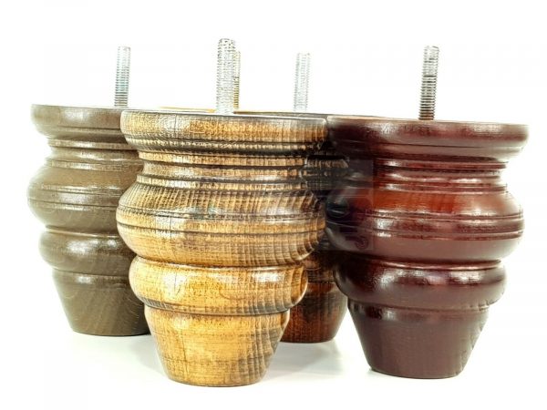 4x Replacment Solid Wood Turned Leg Bun Feet 110mm High Antique Brown M8 - Image 11