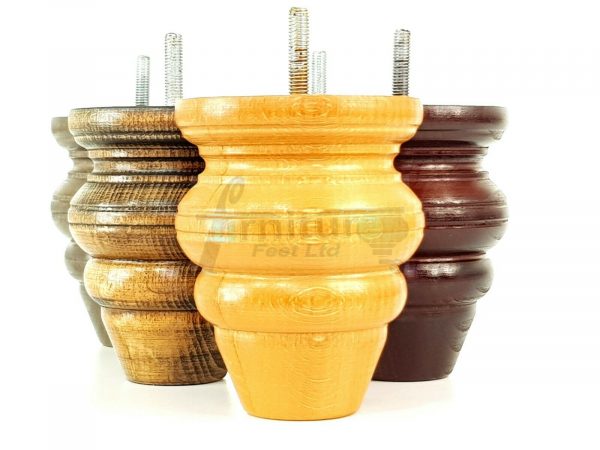 4x Replacment Solid Wood Turned Leg Bun Feet 110mm High Antique Brown M8 - Image 12