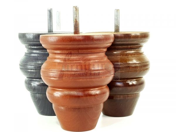 4x Replacment Solid Wood Turned Leg Bun Feet 110mm High Antique Brown M8 - Image 13