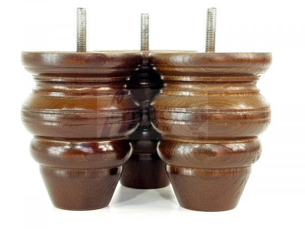 4x Replacment Solid Wood Turned Leg Bun Feet 110mm High Antique Brown M8 - Image 4