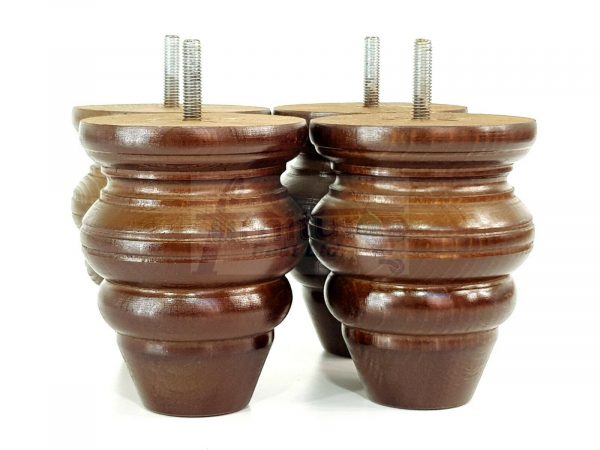 4x Replacment Solid Wood Turned Leg Bun Feet 110mm High Antique Brown M8 - Image 6