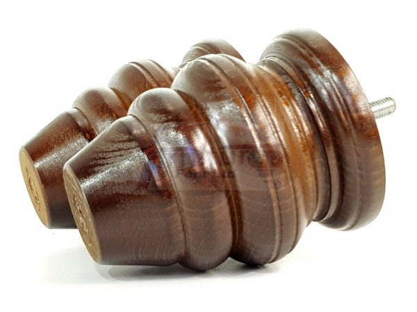 4x Replacment Solid Wood Turned Leg Bun Feet 110mm High Antique Brown M8 - Image 8