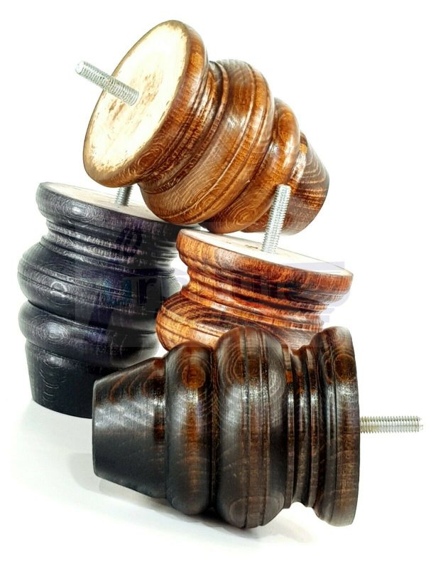 4x Replacment Solid Wood Turned Leg Bun Feet 110mm High Antique Brown M8 - Image 10
