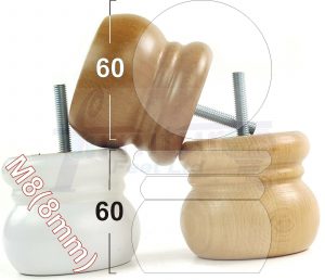 4x REPLACEMENT SOLID WOODEN FURNITURE SOFA LEGS M8(8mm) SETTEE FEET 60mm HIGH